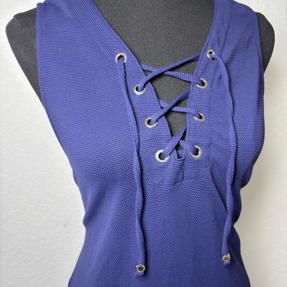 Tommy Bahama Navy Lace-Up Swim Cover-Up - Picture 6 of 7